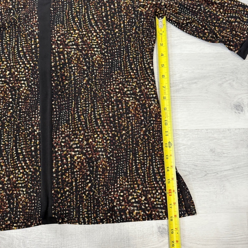 Allison Daley Tunic Blouse Earthtone Brown, Cream, Red Polka Dot 3/4 Sleeve - Picture 14 of 17